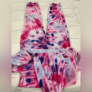Top Trenz Kids Fuzzy Zip Up Tie Dye Long Sleeve Hoodie Onesie XL